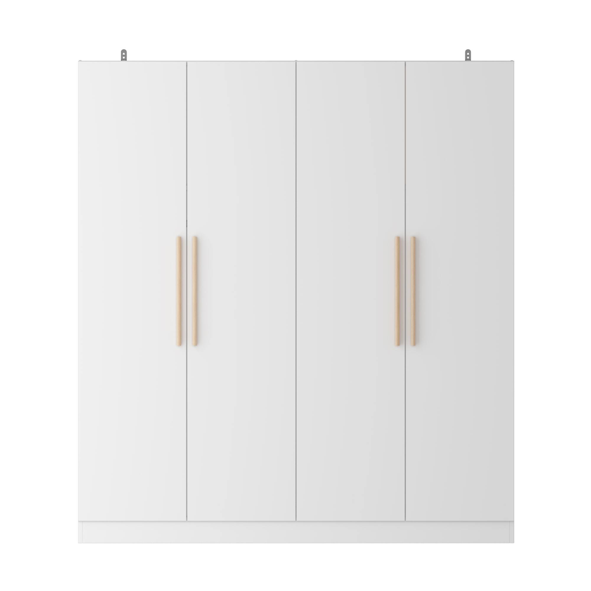 Front. FUFU&GAGA - FUFU&GAGA 4 - Door Wardrobe with Wooden Handles & Anti - Tip Safety - White.