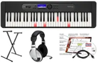 Casio - LK-S450 EPA 61 Key Keyboard with Stand, AC Adapter, Headphones, and Software - Black - Front_Zoom