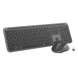 Logitech - MK955 Signature Slim Wireless Keyboard & Mouse Combo - Multi-Device, Quiet Typing, Bluetooth, Windows/Mac - Graphite
