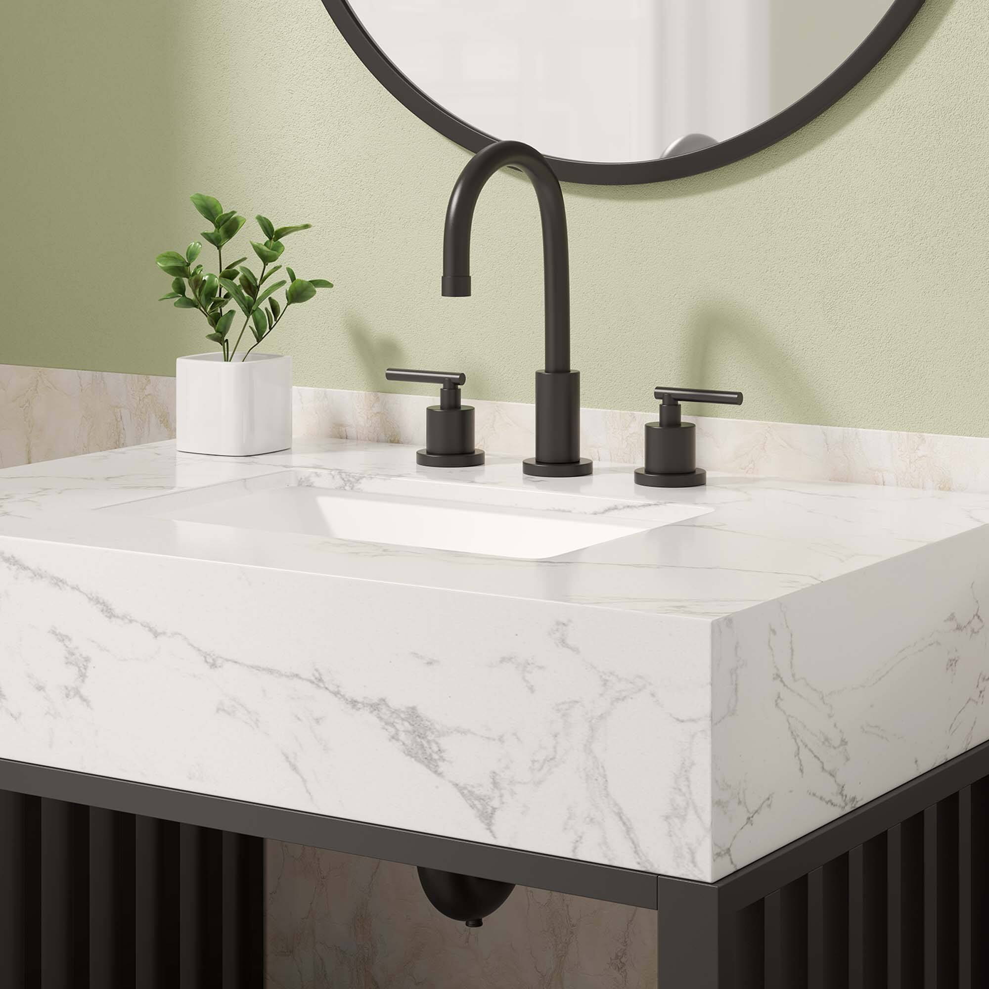 Back. Modway - Gridiron Bathroom Vanity Basin Included by Modway - White Black.
