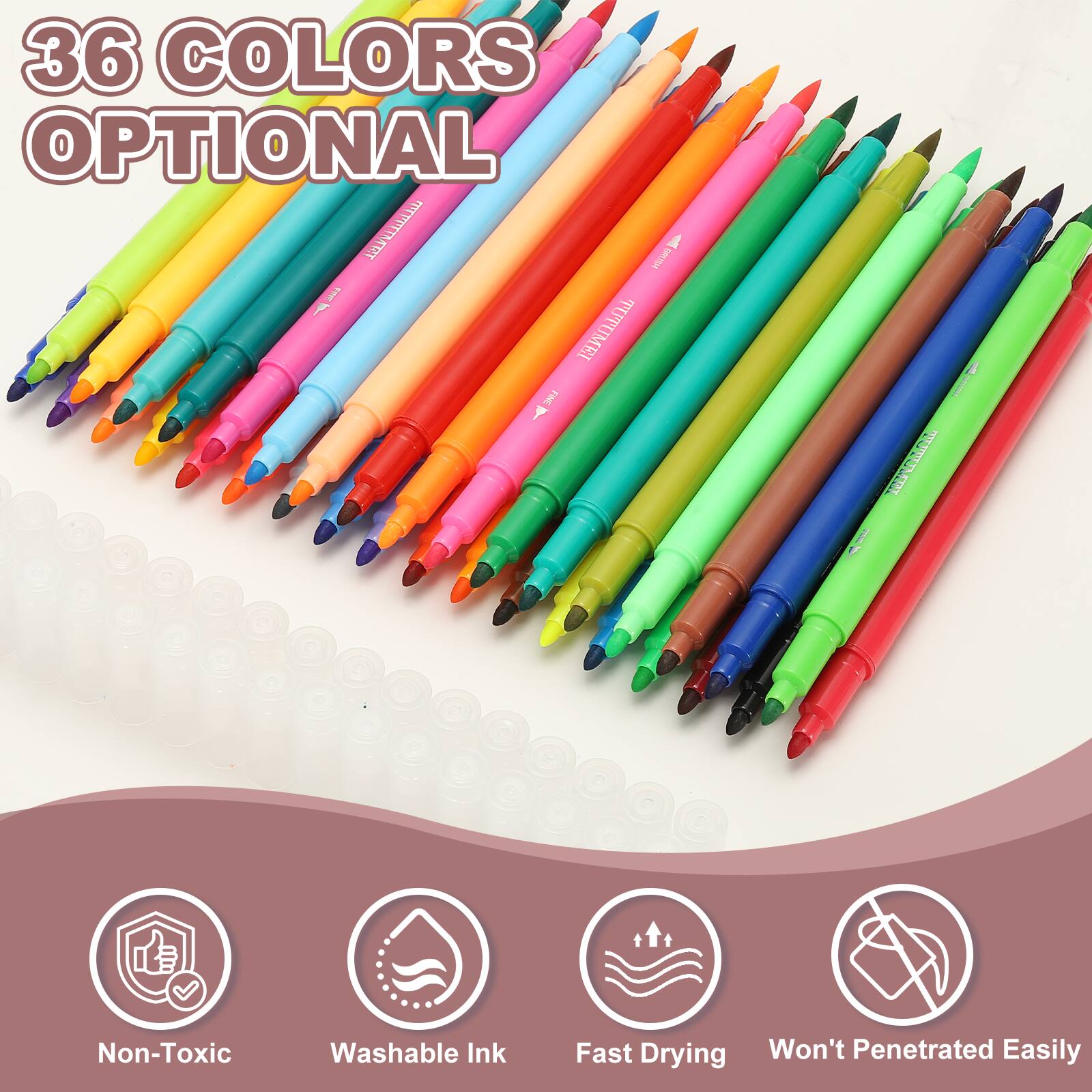 Unique Bargains Dual Brush Markers, Fine & Brush Tip Artist Colored ...