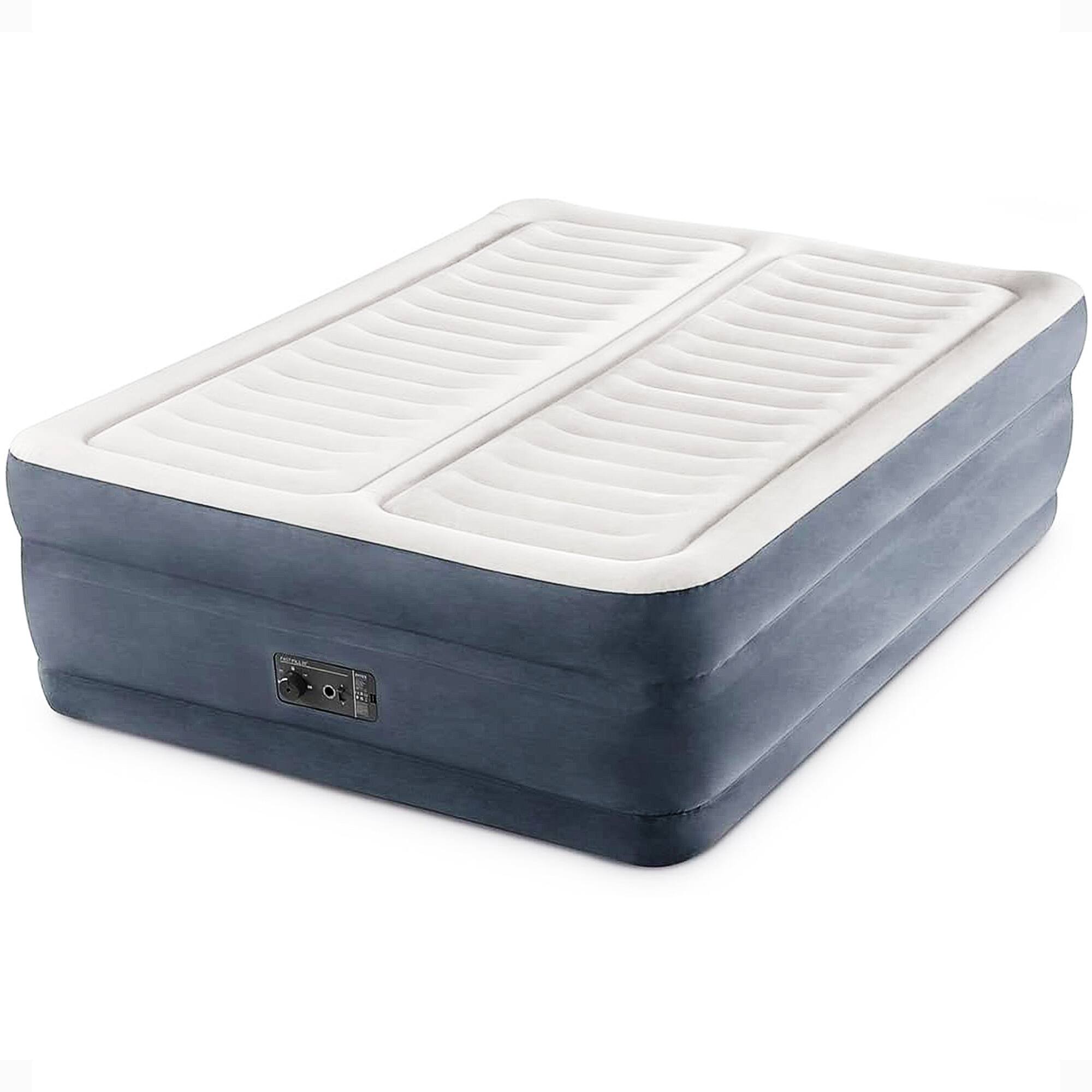 Front. Intex - Intex 64953E Deluxe Dual Zone 22" King Sized Air Mattress with Built In Air Pump - gray.