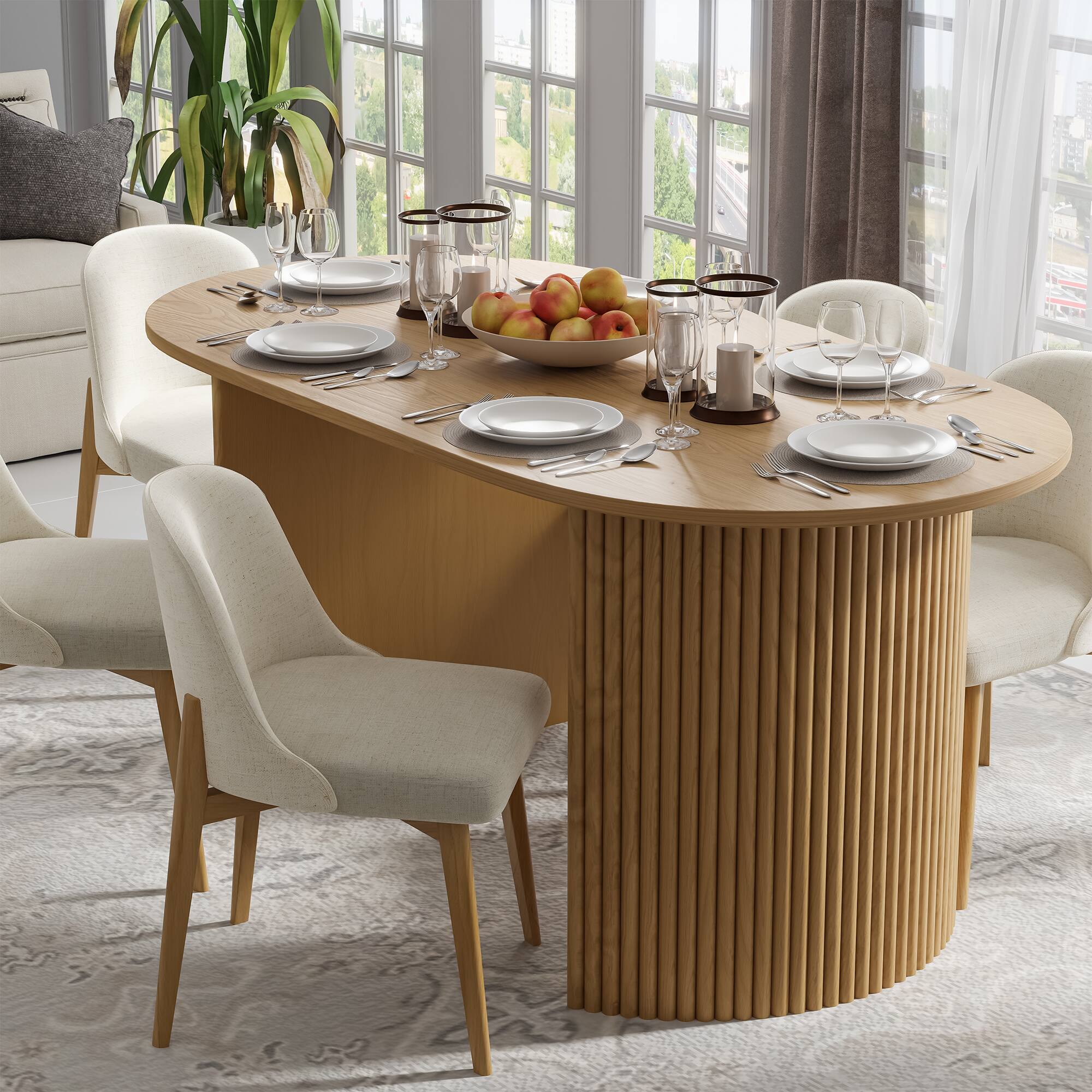 Alt View 5. PexFix - Modern Upholstered Dining Chair with Solid Wood Legs and Soft Cushioned Seat for Kitchen & Dining Room - Oak.