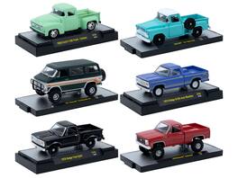 "Auto-Thentics" 6 piece Set Release 104 IN DISPLAY CASES Limited Edition 1/64 Diecast Model Cars by M2 Machines - Multicolor