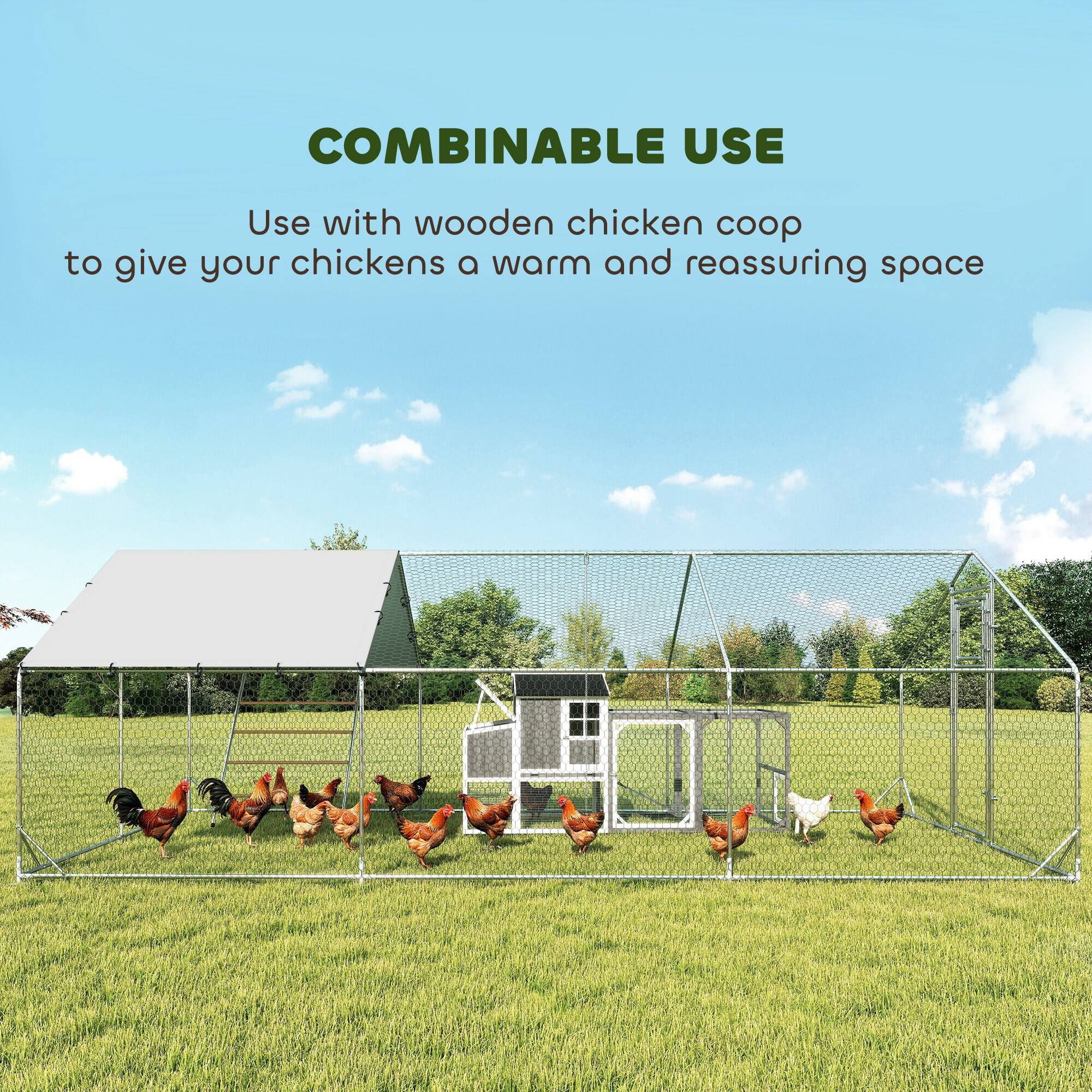 COMBINABLE USE

Use with wooden chicken coop to give your chickens a warm and reassuring space