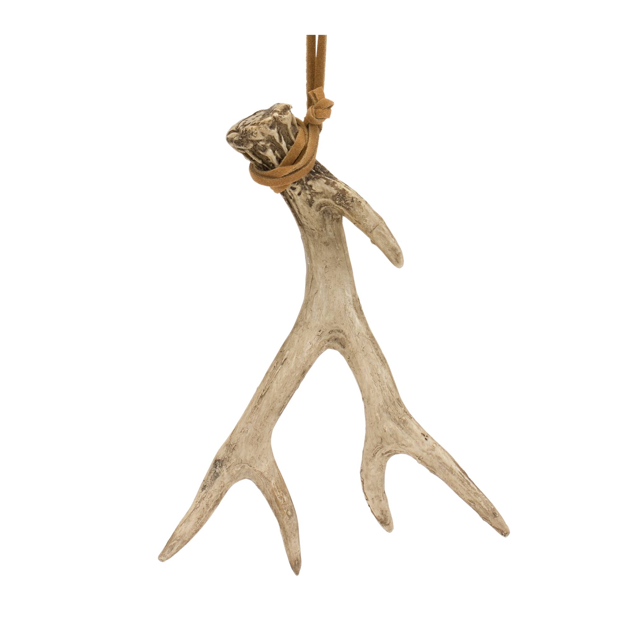 Alt View 2. BreeBe - Rustic Deer Antler Hanging Ornament with Rope Tie (Set of 12) - Brown.