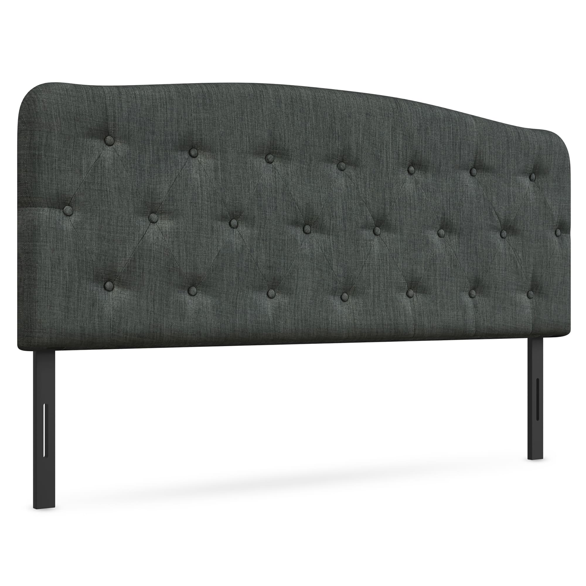 Costway - Full Size Upholstered Headboard Only Adjust Button Tufted Faux Linen - Dark Gray