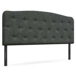 Costway - Full Size Upholstered Headboard Only Adjust Button Tufted Faux Linen - Dark Gray