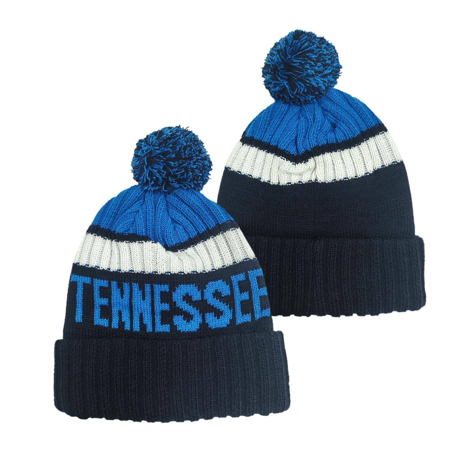 Front. Stylel Star - Football City Beanie 2025 Fashion Knit Pom-pom Hat Soft Headwear Cuffed Winter Sport Fans Gift For Men Women - Tennessee.