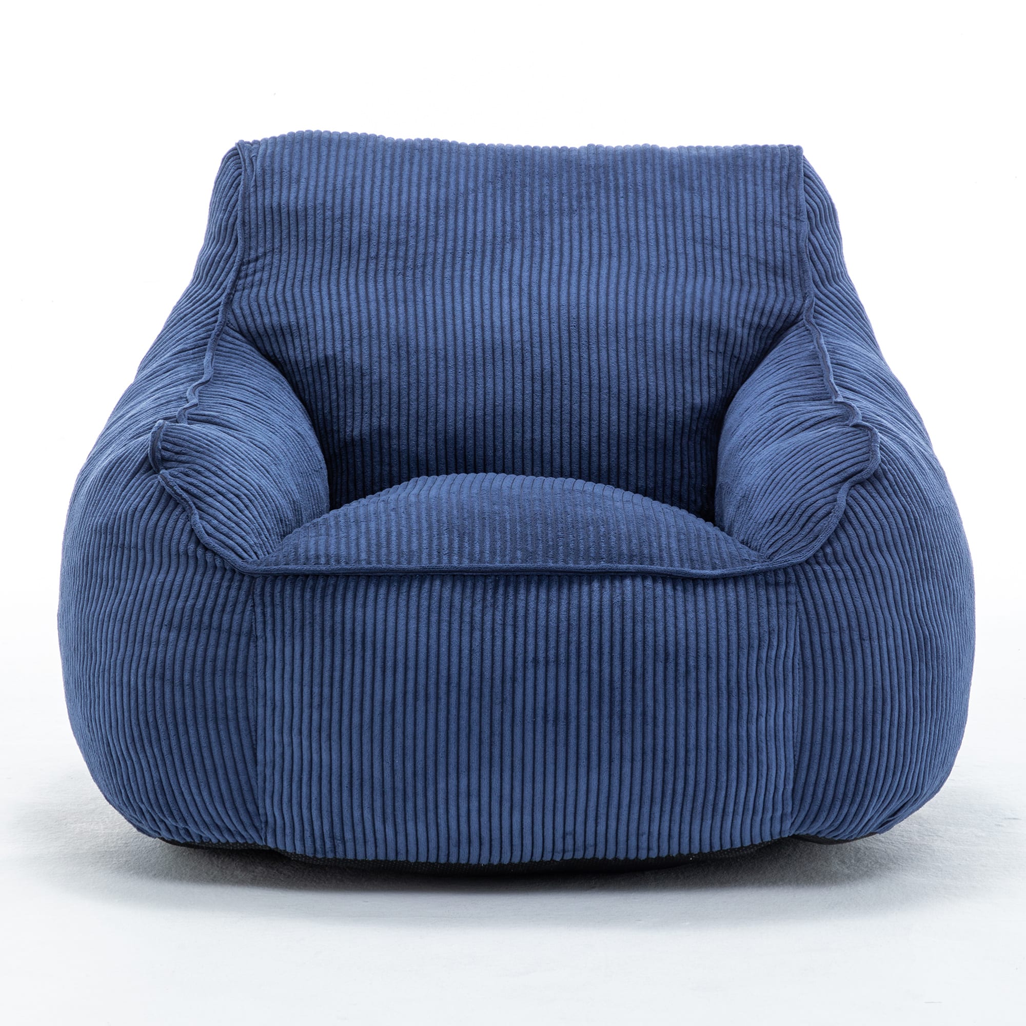 GOODSILO - Large Corduroy Bean Bag Sofa Chair with Armrests and Included Filler for Living Room and Bedroom - Dark Blue