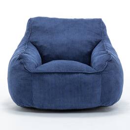 GOODSILO - Large Corduroy Bean Bag Sofa Chair with Armrests and Included Filler for Living Room and Bedroom - Dark Blue