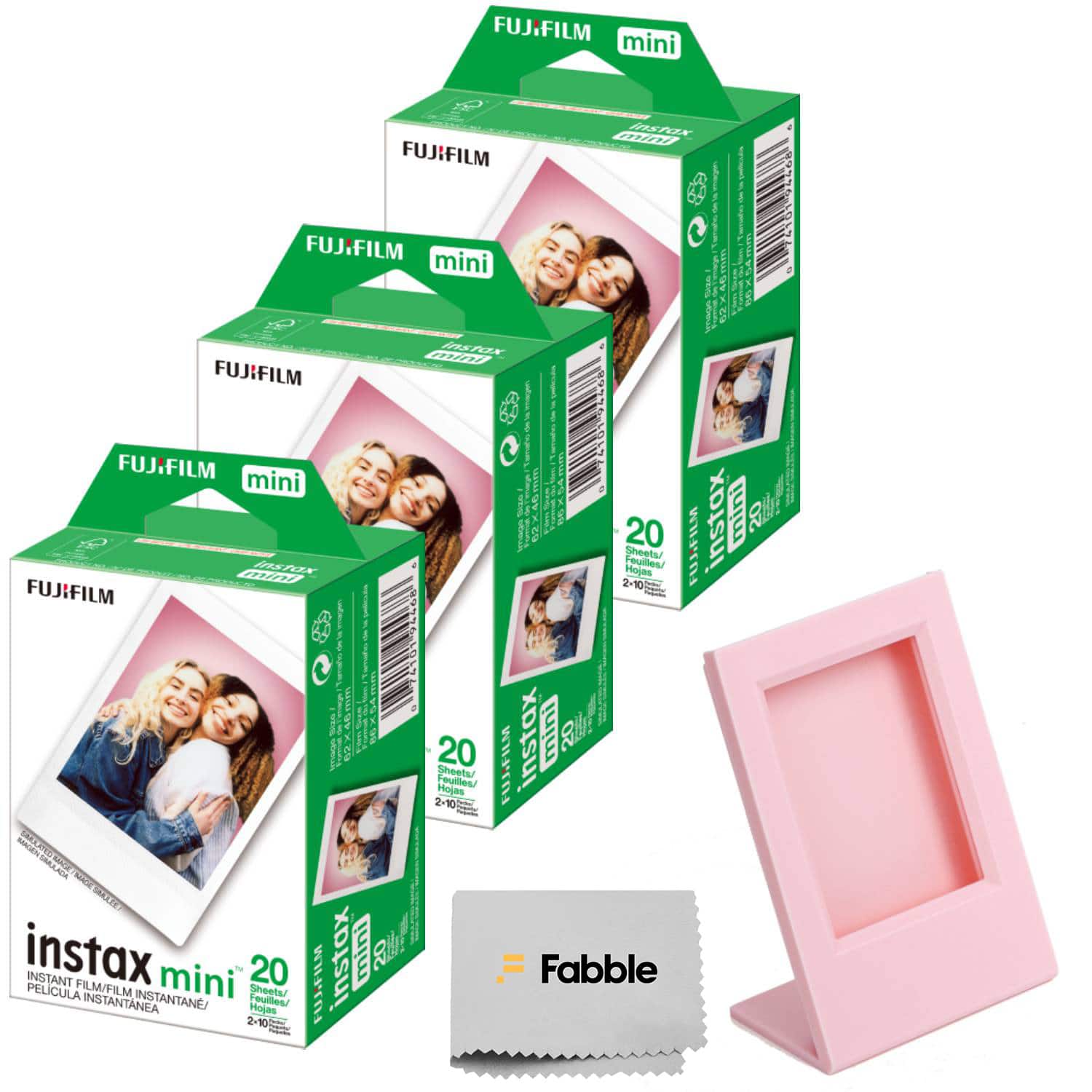 Fujifilm - Instax Mini Twin Pack Instant Film Bundle with Frame for Instax Mini Prints (60 Sheets)