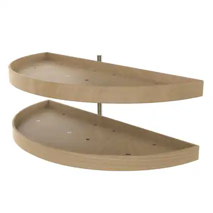 Front. Rev-A-Shelf - Rev-a-Shelf 37.75" Lazy Susan Half-Moon Shaped 2-Shelf Turner, 4WLS882-38-570 - Light Brown.
