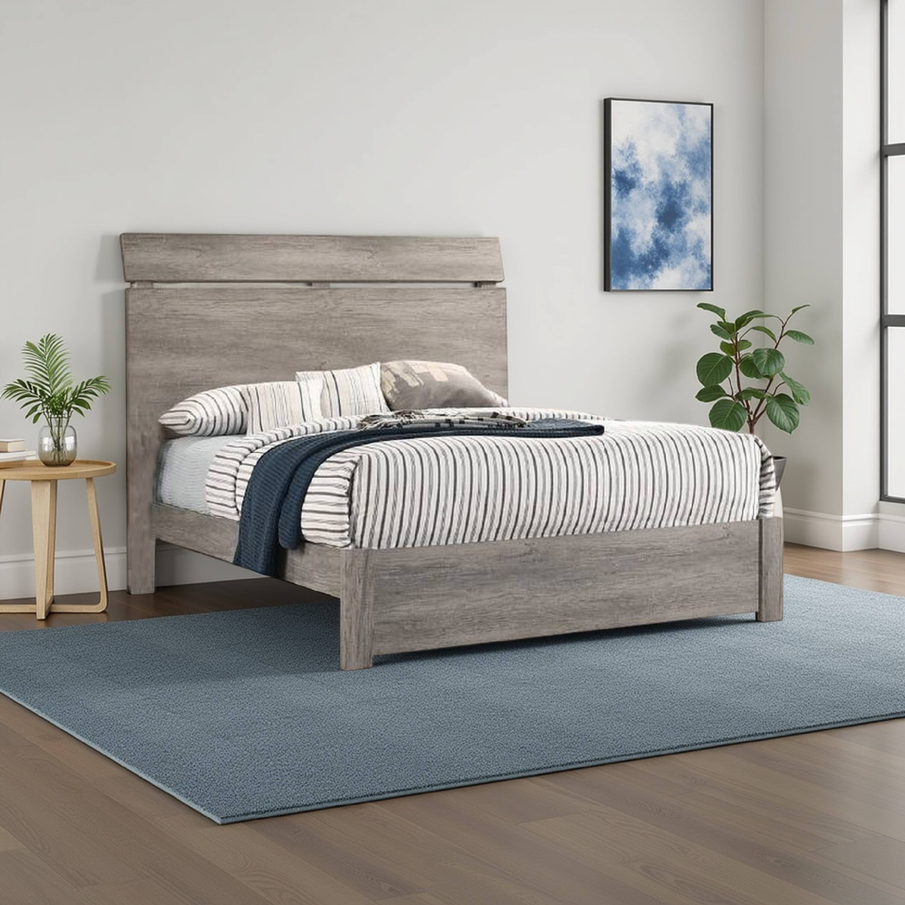 Alt View 5. Manhattan Lane - Posy Platform Queen Size Bed with Split Headboard - Gray.