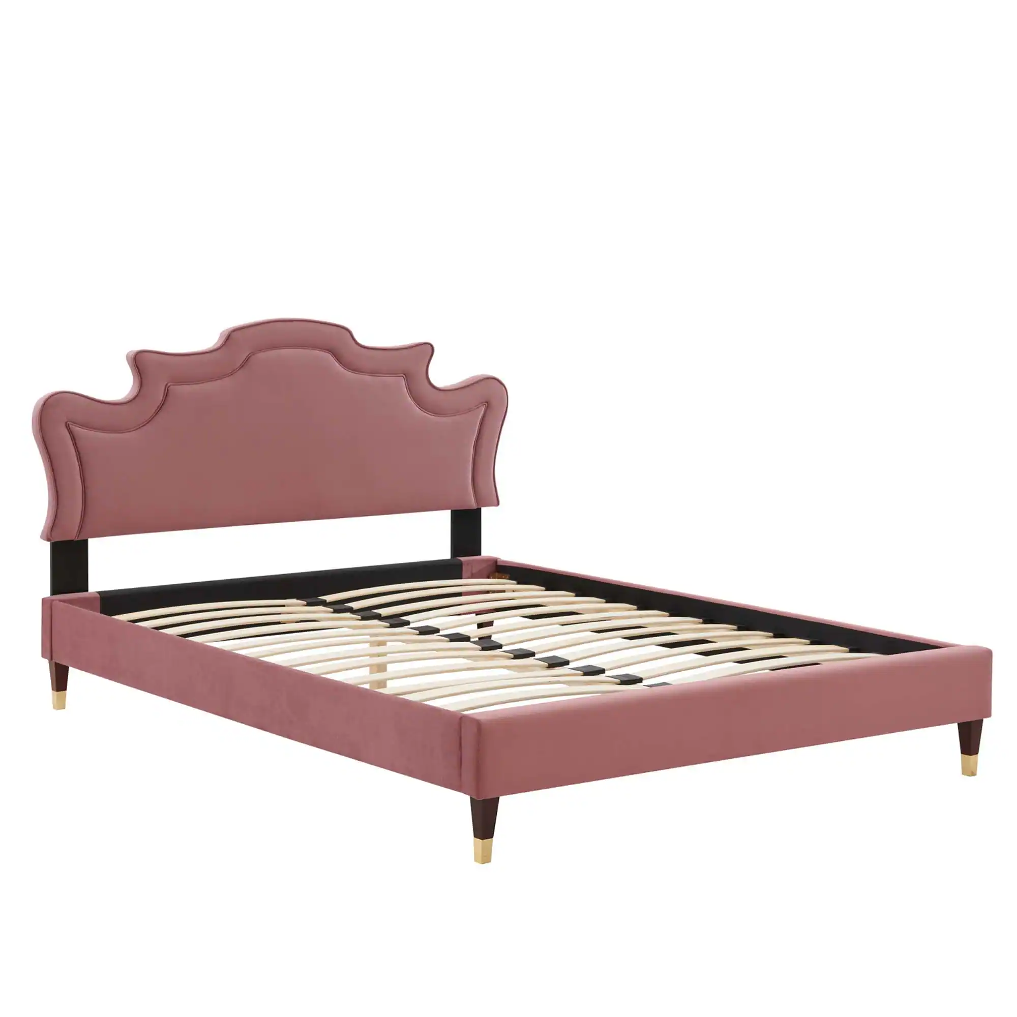 Back. Modway - Juniper Channel Tufted Performance Velvet King Platform Bed - Blue.