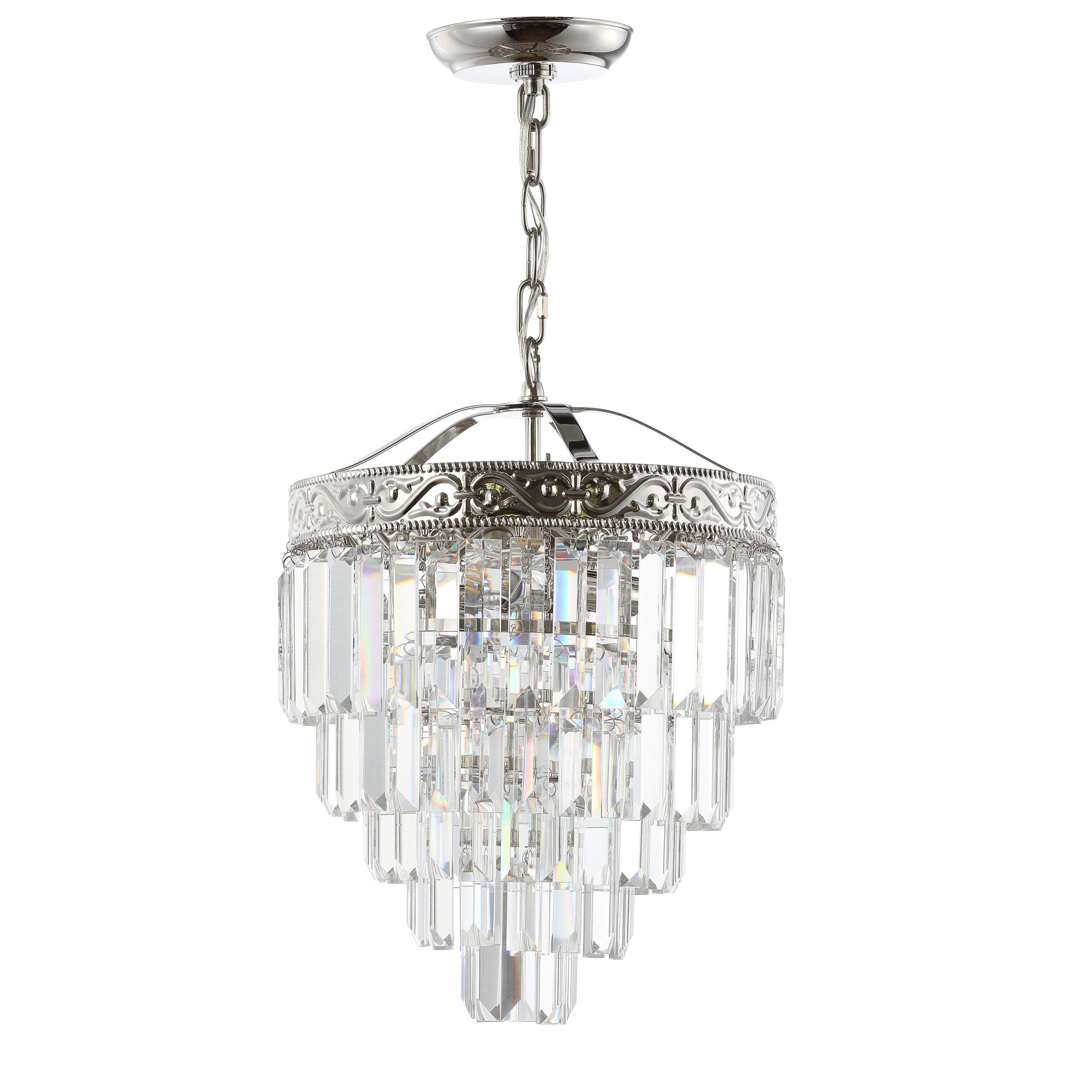Alt View 8. Jonathan Y - Wyatt 12" 2-Light Crystal LED Chandelier, Polished Nickel/Clear - Polished Nickel/Clear.