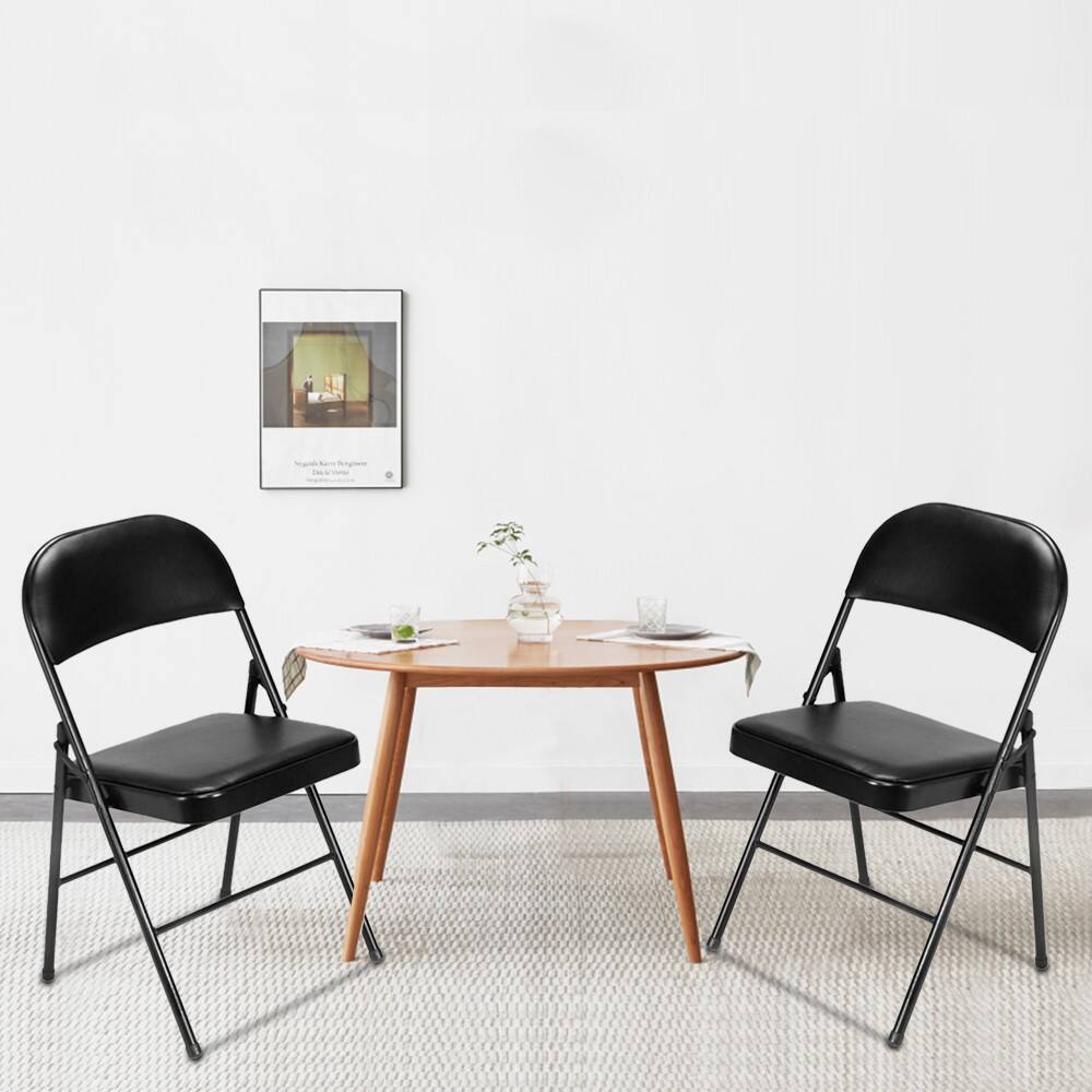Alt View 4. Winado - 4 Pack Folding Stackable Chairs Padded Seat -Office Home Event Wedding Party - Black.
