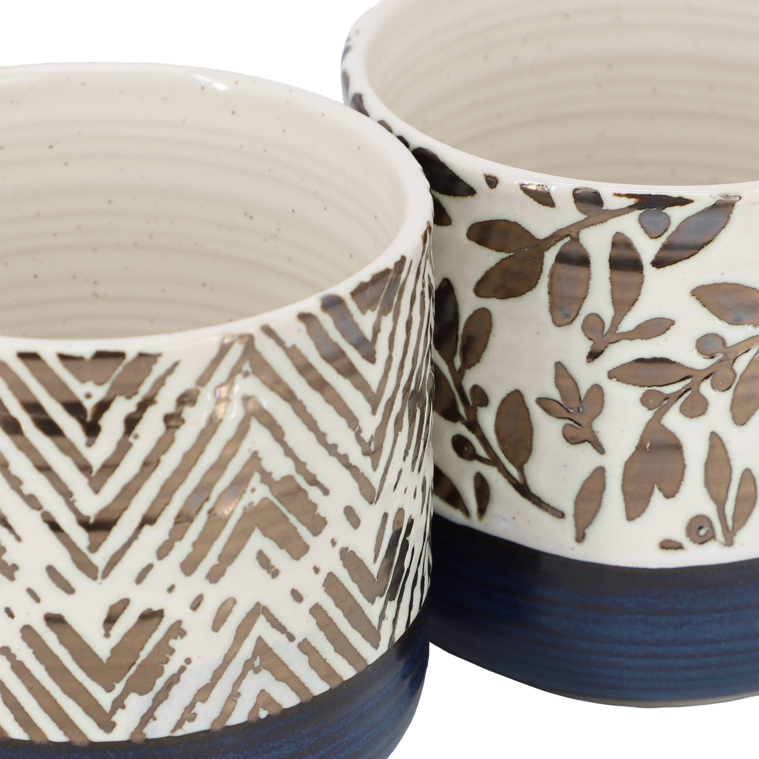 Alt View 3. Gibson - Gibson Home Spruce Garden Assorted 4 Piece 17 Ounce Stoneware Mug Set in Blue - Blue.