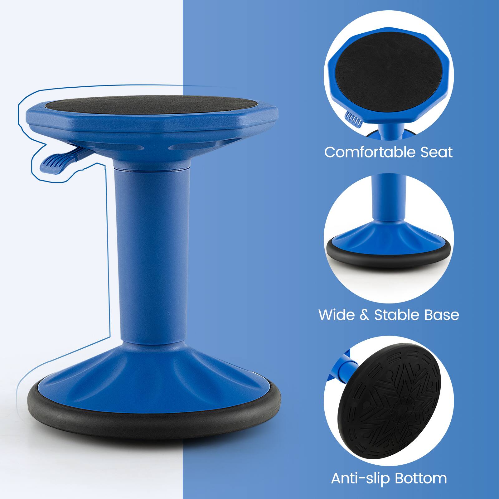 WELLFOR Adjustable Height Wobble Chair Active Learning Stool for Office ...