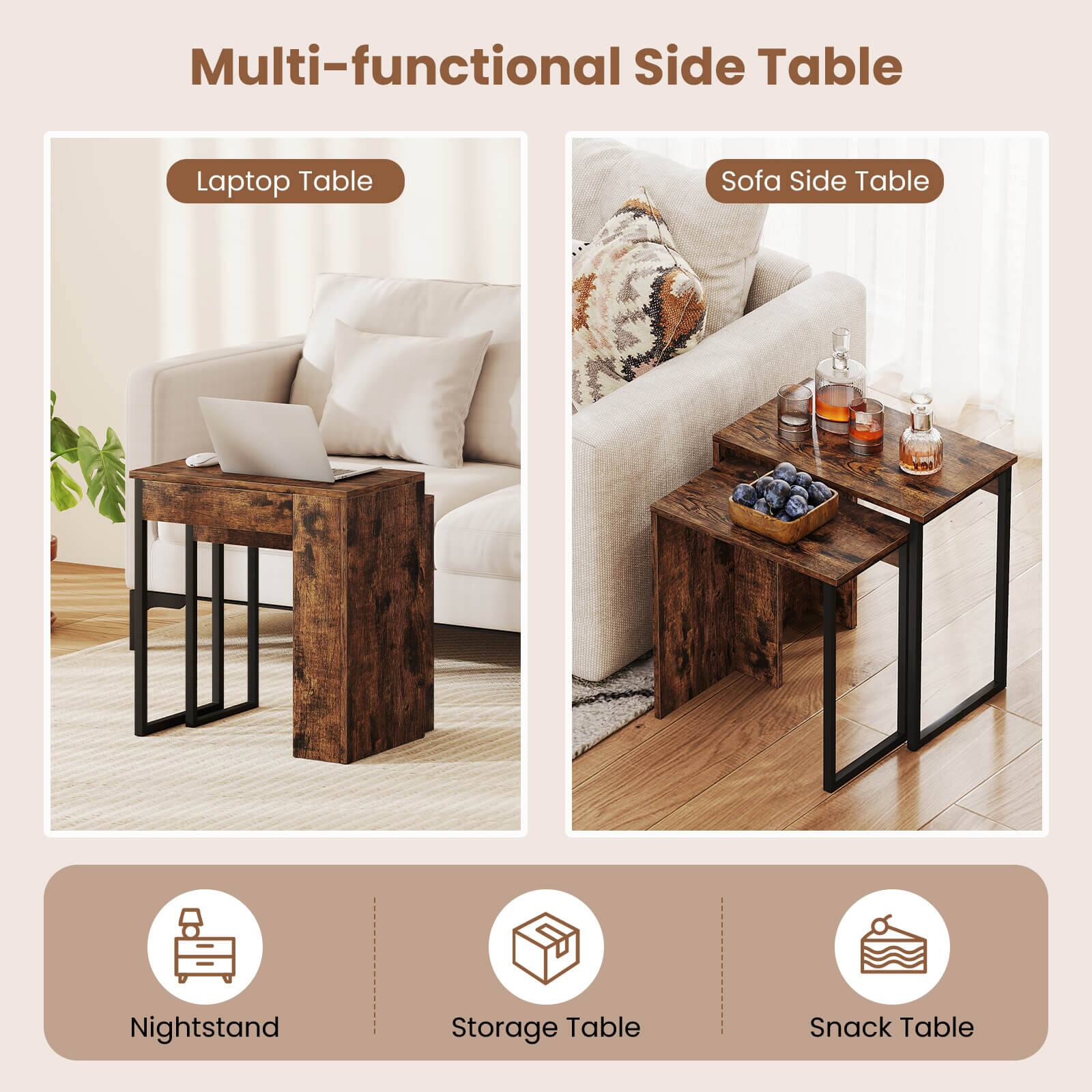 Multi-functional Side Table Laptop Table Sofa Side Table Nightstand Storage Table Snack Table