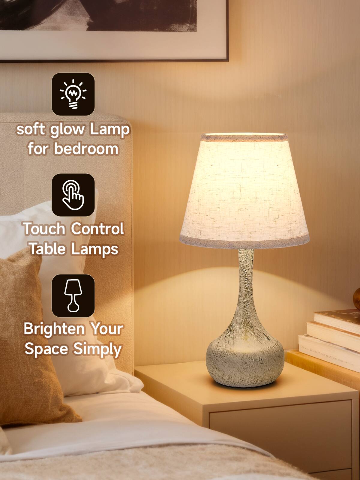 soft glow Lamp for bedroom  
Touch Control Table Lamps  
Brighten Your Space Simply