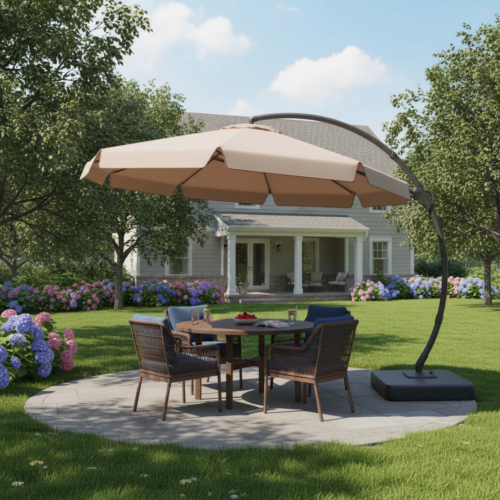 Alt View 1. Boyel Living - 11ft Champagne Luxury Patio Umbrella UV Protection - Champagne.