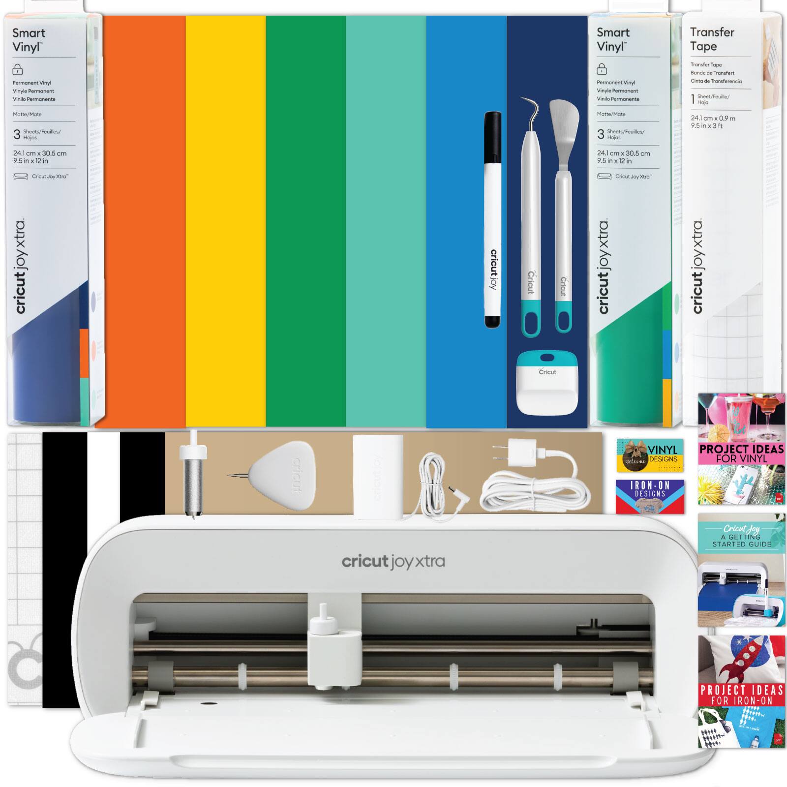 Cricut - Joy Xtra Machine with Smart Vinyl Sampler, Transfer Tape, Tools Set