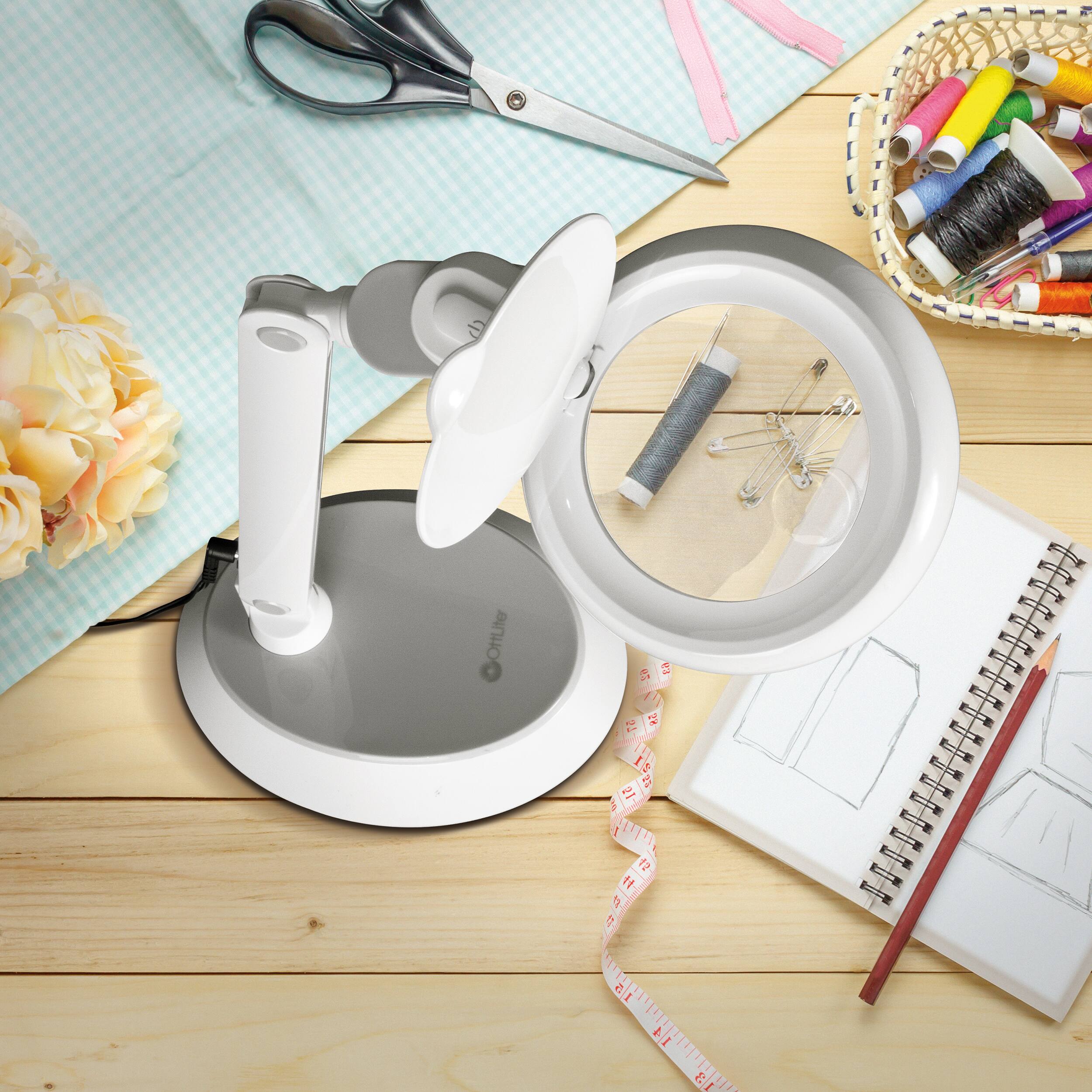 Back. OttLite - Space-Saving LED Magnifier Desk Lamp - White.