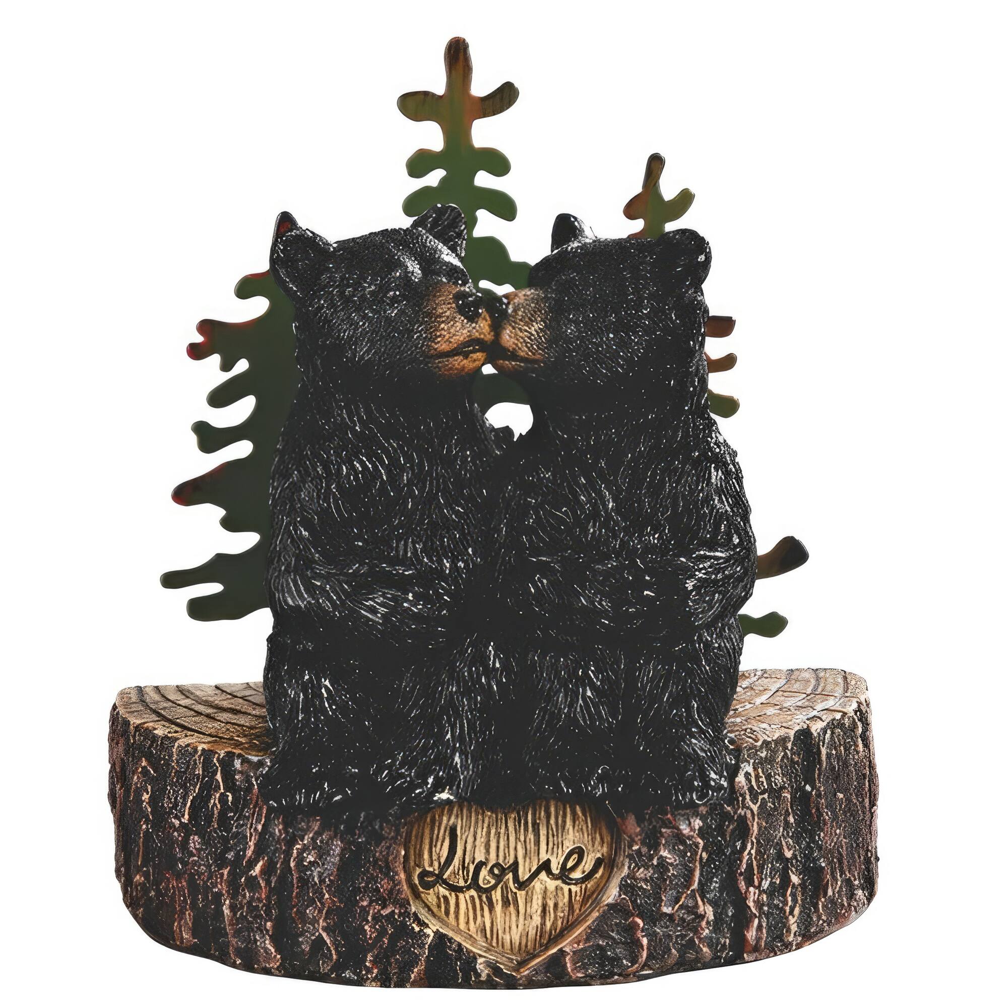 Front. FC Design - FC Design 5.5"H Bear Couple in Woods Figurine Statue Office Desk Tabletop Home Decor Gift - Multi-Color.