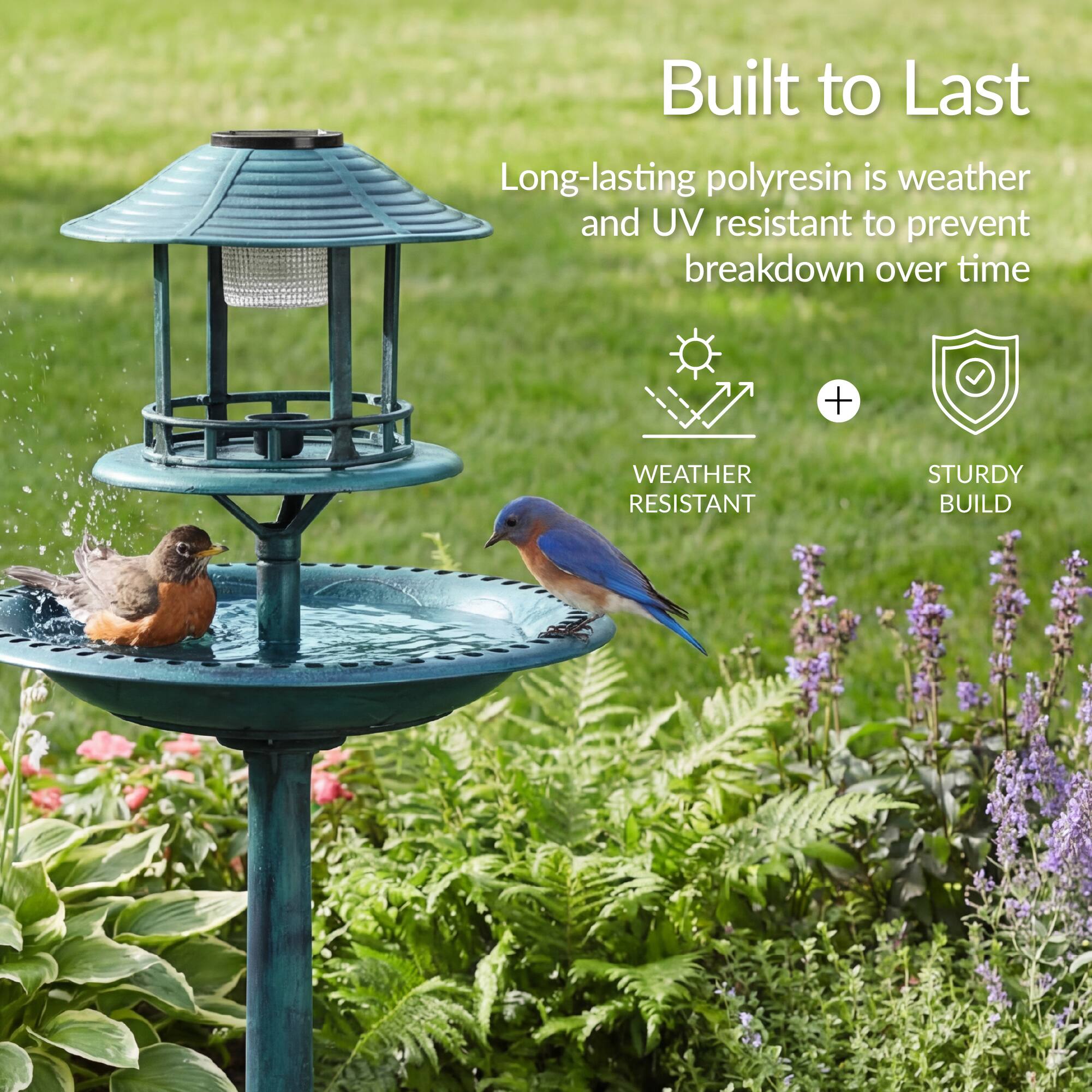 Built to Last

Long-lasting polyresin is weather and UV resistant to prevent breakdown over time

WEATHER RESISTANT + STURDY BUILD