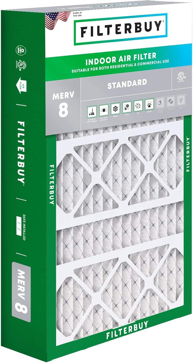 Filterbuy - 17x26x4 MERV 8 Dust & Allergy Defense, Electrostatic Pleated HVAC AC Furnace Air Filters Replacement for Lennox (1-Pack) - Silver