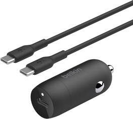 Belkin - 30W USB-C Power Delivery PPS Car Charger + 1M USB-C Cable Bundle- Color: Black - Black