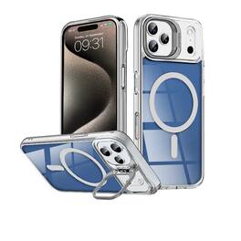 Entronix - Magnetic Protective Case for iPhone 17 Pro Max - Glossy with Built-In Stand - Blue