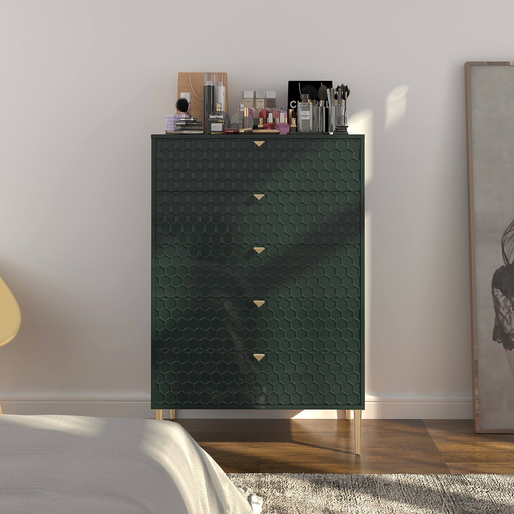 Alt View 8. Boyel Living - Green Accent Storage Cabinet with 5-Drawer Chest - Green.
