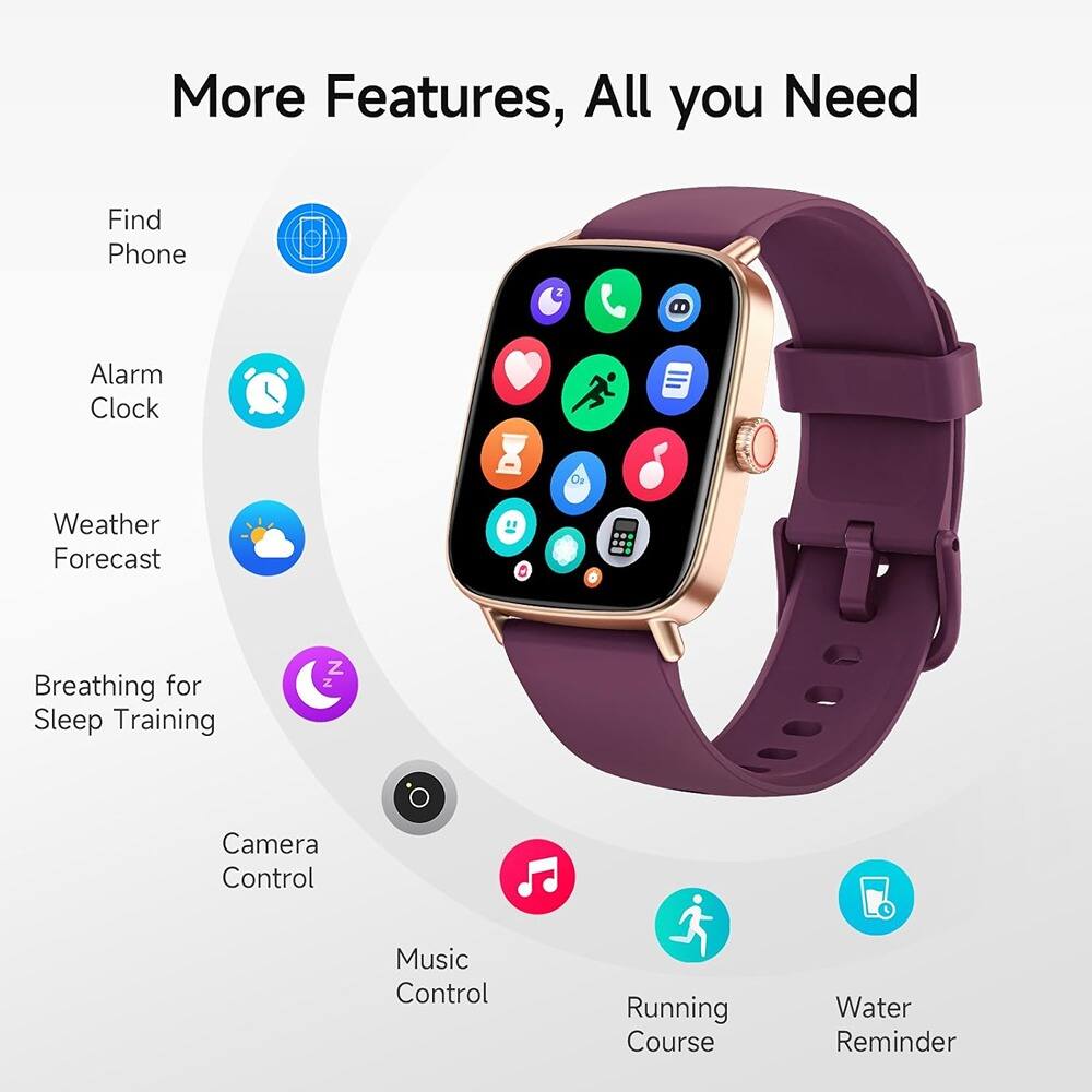 More Features, All you Need

- Find Phone
- Alarm Clock
- Weather Forecast
- Breathing for Sleep Training
- Camera Control
- Music Control
- Running Course
- Water Reminder