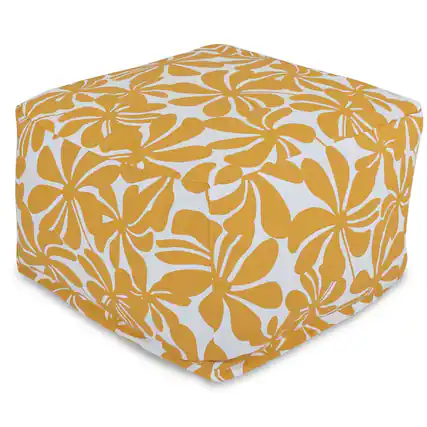 Front. Majestic Home - Ottoman Pouf Plantation Yellow - Yellow.
