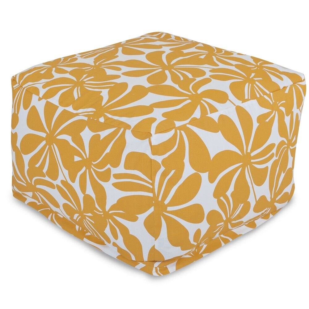 Front. Majestic Home - Ottoman Pouf Plantation Yellow - Yellow.