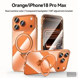 Dteck - Magnetic Ring Case for iPhone 18 Pro Max, Kickstand Shockproof Protective Cover with Wireless Charging - Orange