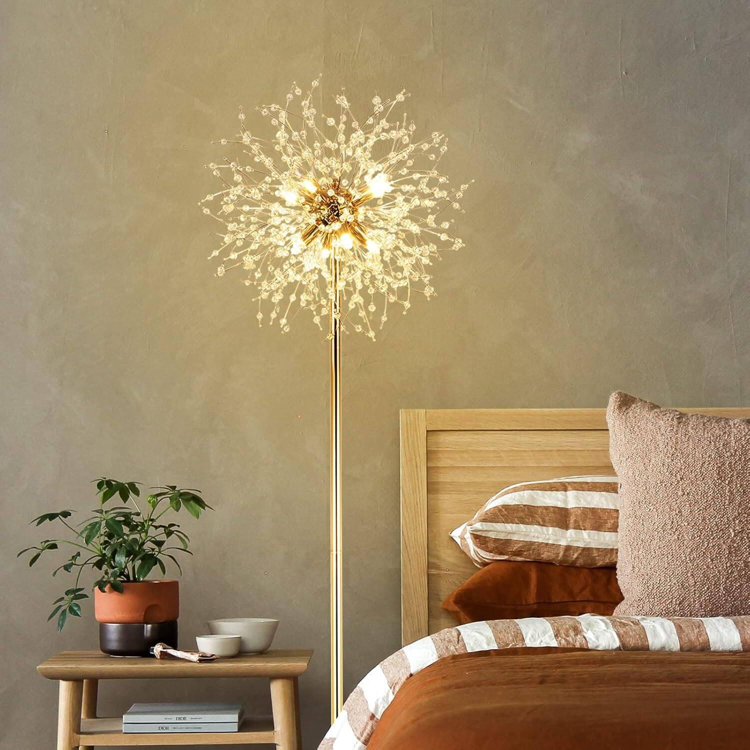 Alt View 1. Z-Edge - 69" Crystal Floor Lamp, Modern Standing Lamp with K9 Crystal, LED Floor Lamp, Metal Tall Pole Lamp for Living Room - Gold.