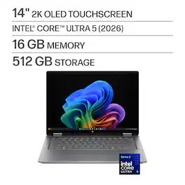 HP - OmniBook X Flip 2-in-1 - 14" 2K OLED Touchscreen Laptop - Intel Core Ultra 5 (2026) - 16GB Memory - 512GB SSD - Copilot+ - Meteor Silver