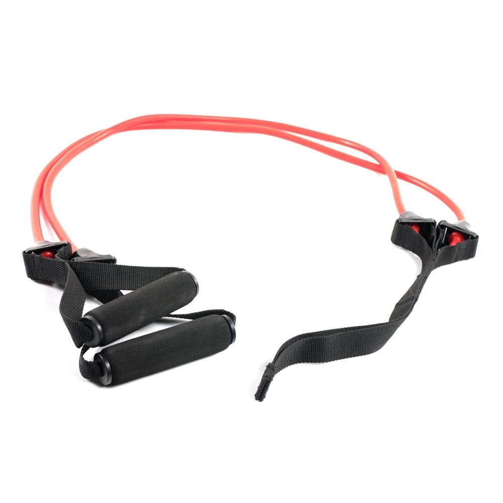 Alt View 4. Power Systems - Double Cords V-Shaped Resistance Tube - Medium (8-16 lbs) Resistance Band - Red.