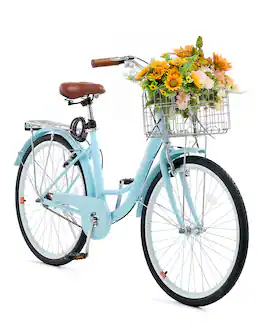 VEVOR - Cruiser Bike, 1-Speed, 26-Inch Light Beach Cruiser Bike with Large Capacity Basket and Rear Rack - Blue