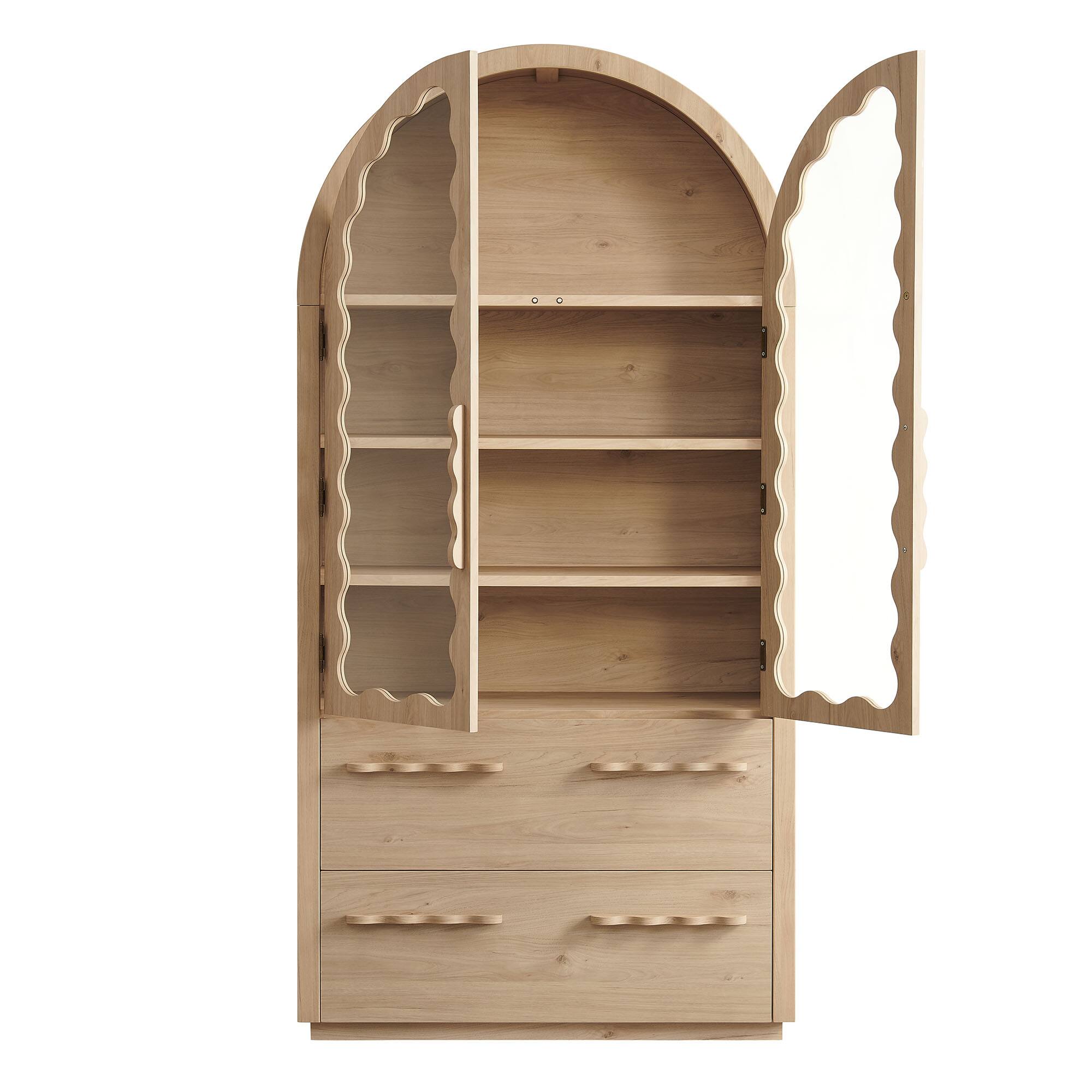 Alt View 6. Modway - Rory 76 Inch Arched Kitchen Pantry Cabinet by Modway - Light Oak.