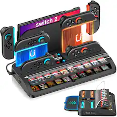 Front. Kitcheniva - All-in-one Organization For Nintendo Switch 2 Joy Con Controllers Charger Stand.