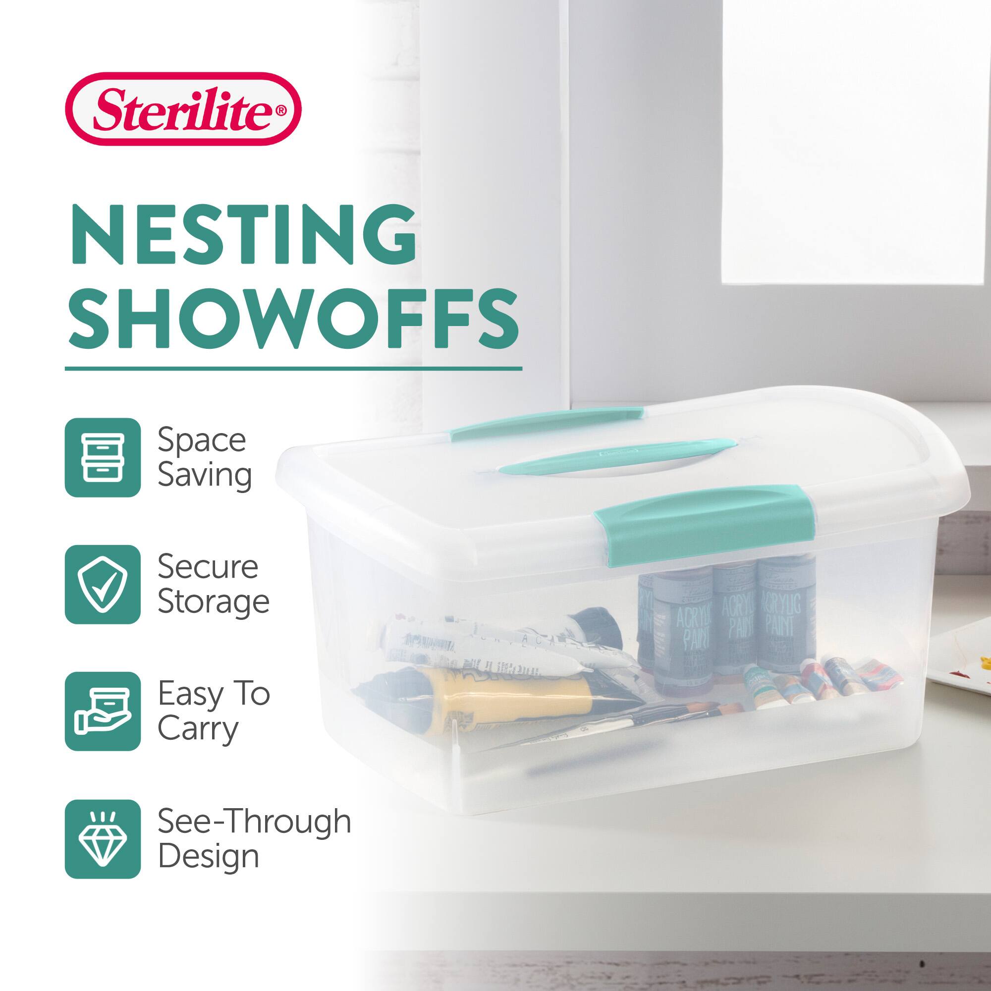 Sterilite NESTING SHOWOFFS  
Space Saving  
Secure Storage  
Easy To Carry  
See-Through Design