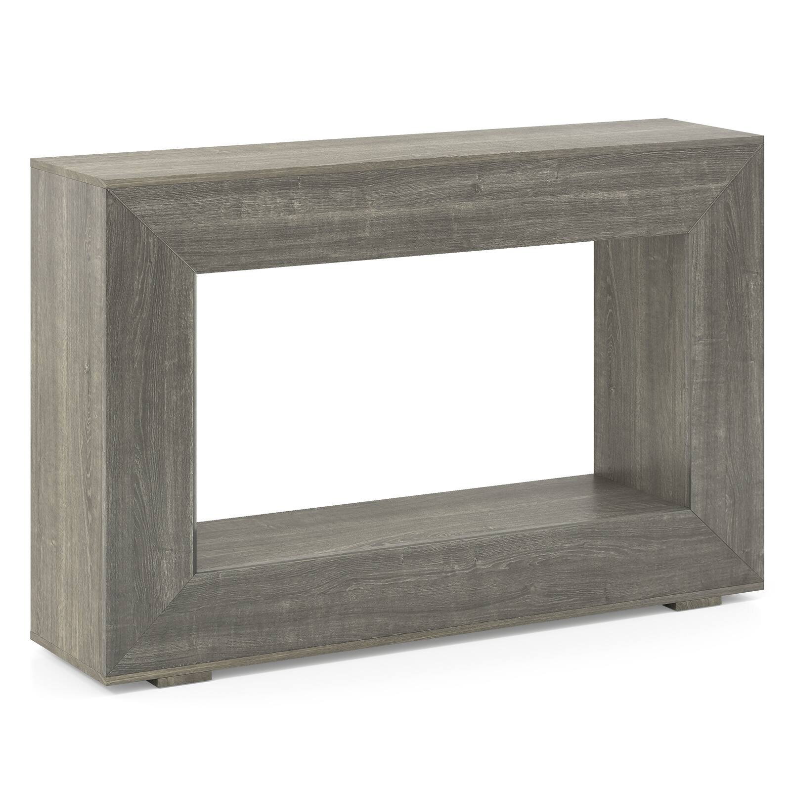 Alt View 9. Costway - Costway 47" Farmhouse Console Table 2-Tier Sofa Table Behind Couch with Open Storage Shelf - Gray Oak.