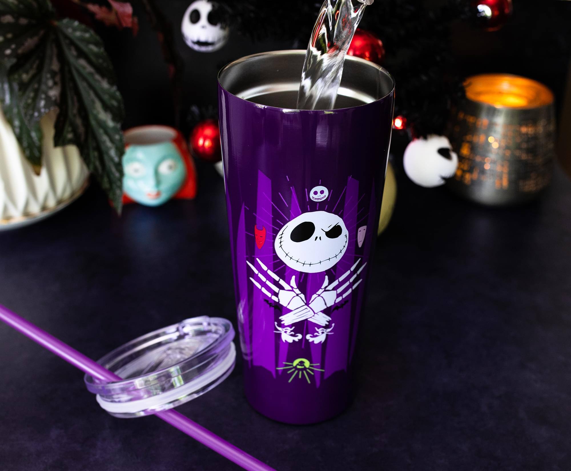 Alt View 10. Disney - Disney The Nightmare Before Christmas Stainless Steel Tumbler | Holds 22 Ounce - Purple.