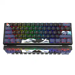 Stamp n Camp - 60% Percent Wk61 Mechanical Rgb Wired Gaming Hot-swappable Creamy Key Board With Pbt Keycaps Linear Red For Windows/mac - Black Kanagawa