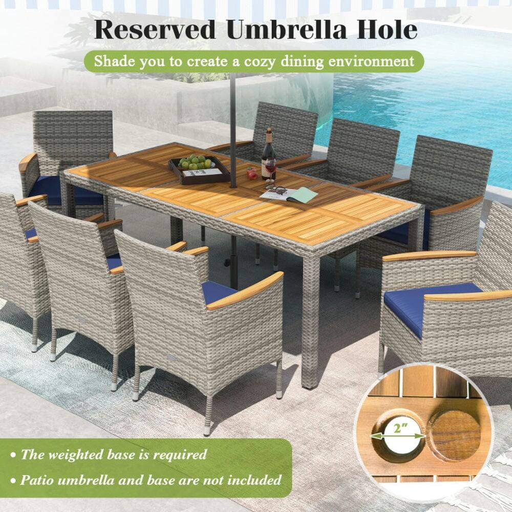 Reserved Umbrella Hole  
Shade you to create a cozy dining environment  

- The weighted base is required  
- Patio umbrella and base are not included  

2"