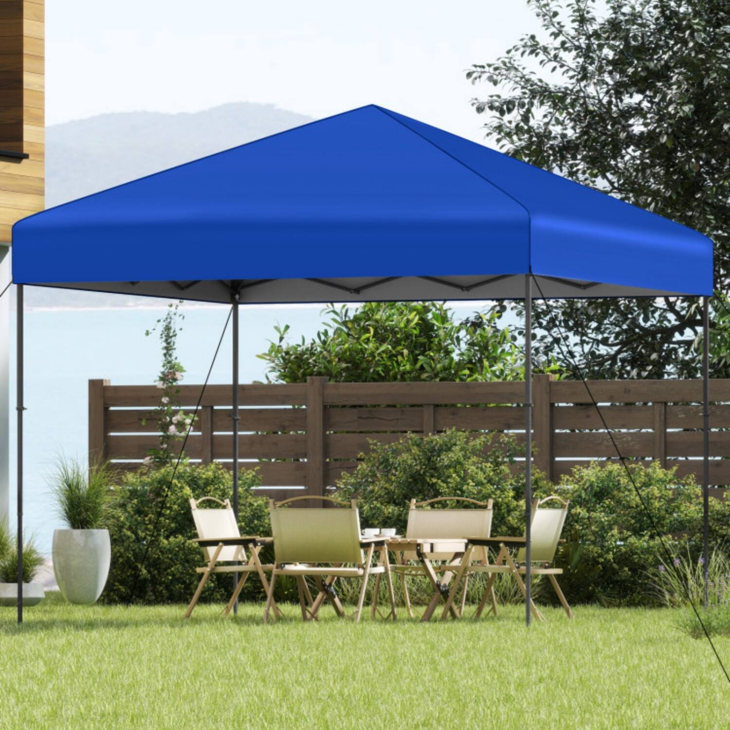 Alt View 2. Mondawe - 10 x 10 FT Pop-Up Canopy Tent with Carry Bag and 8 Stakes - Blue.